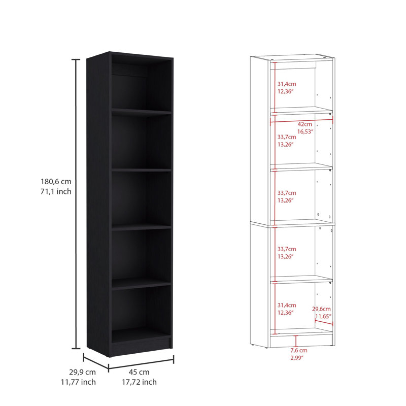 Bibliothèque de salon noire 3 pièces - Options de rangement et de présentation polyvalentes