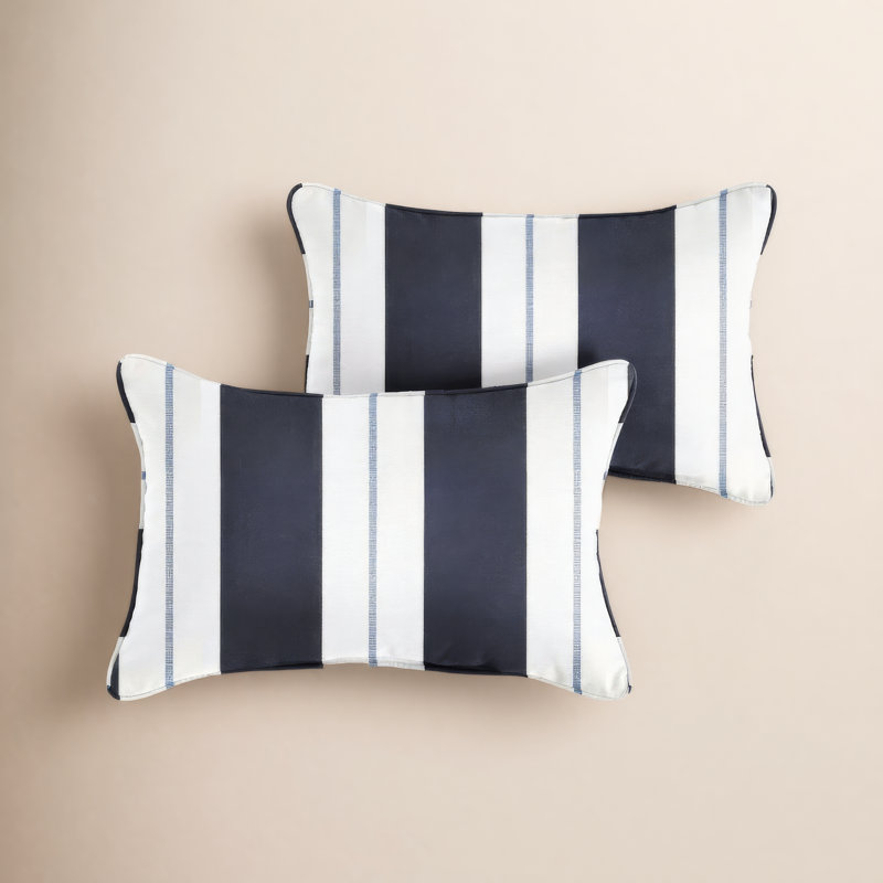 Deana Sunbrella® Lumbar Rectangular Indoor/Outdoor Pillow Cover & Insert, Blue/White, 13" H x 20" W