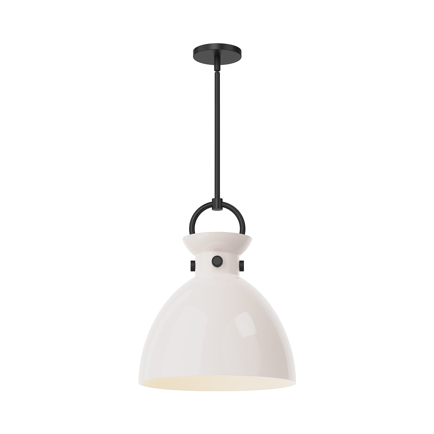 Tinka Single Light Glass Steel Pendant, Matte Black, 17.13" H x 14" W x 14" D