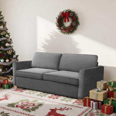 Latitude Run Velvet Queen Pull Out Sleeper Loveseat with Memory Foam Mattress