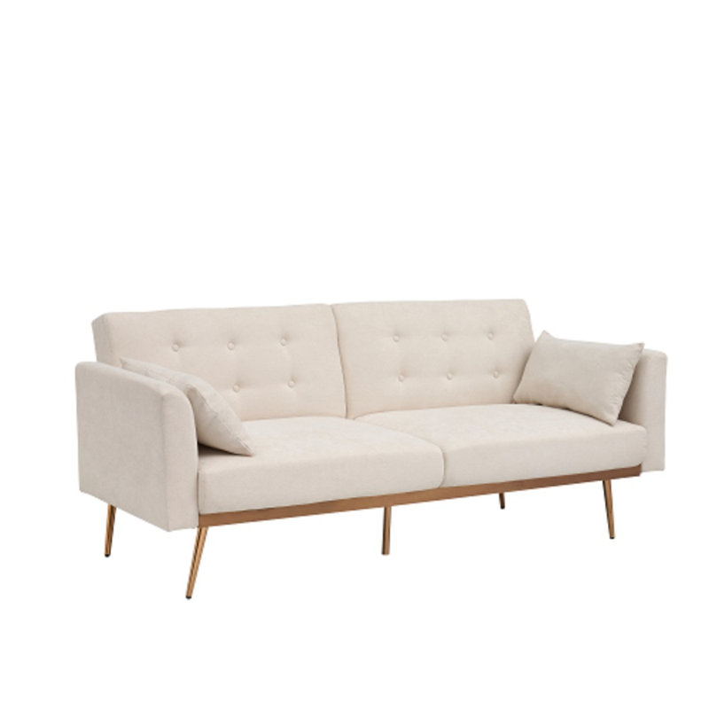 Canapé à accoudoirs évasés 78 po, 100% coton beige clair