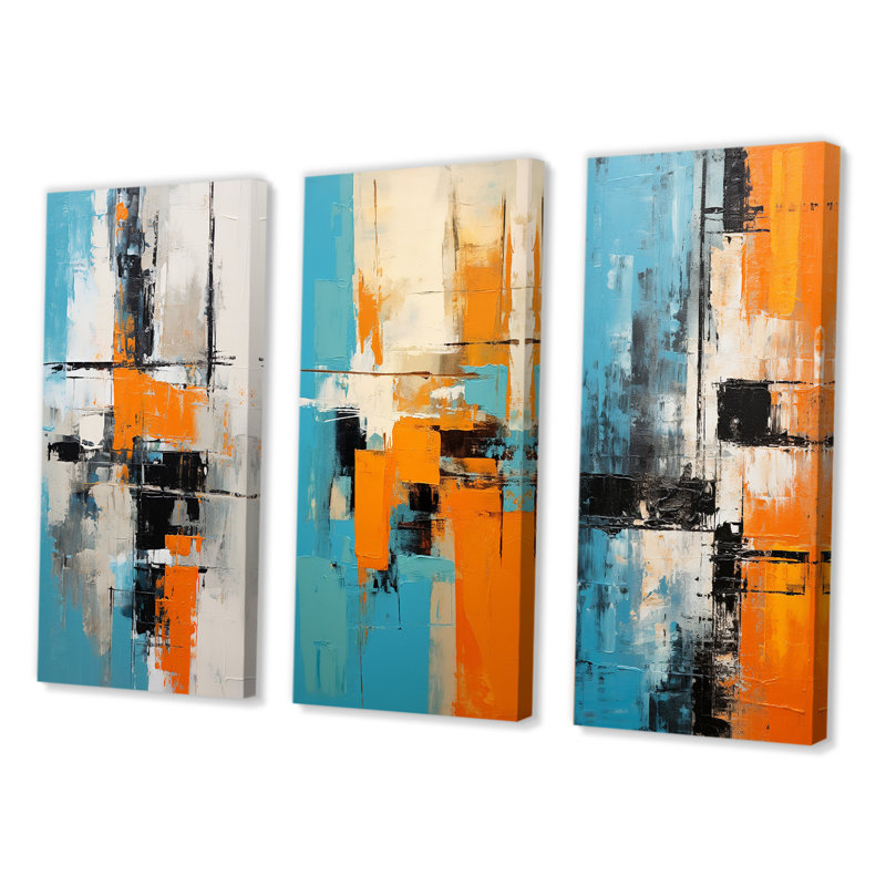 «Cubist Visions Deconstrstruction Minimalisme III», ensemble de 3 impressions, Toile tendue, H 40 po x l 60 po