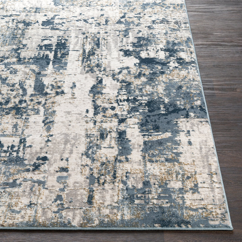 Tapis gris anthracite / ivoire Maddux, Rectangle 6 pi 7 po x 9 pi 6 po