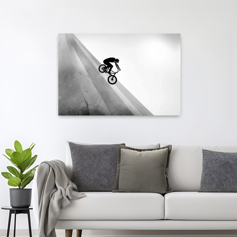 Art mural contemporain motard, H 32 po x l 48 po