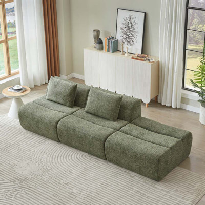 Chenille Fabric 3 Seater Compressed Sofa,No Assembly