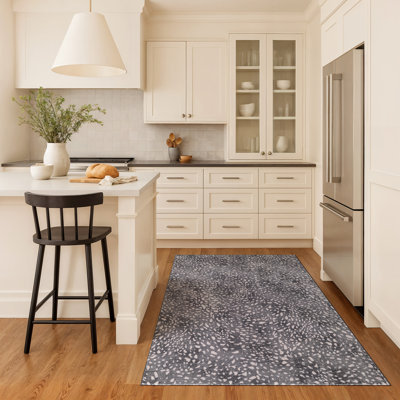 Tapis d'intérieur antidérapant, lavable à la machine, motif antilope, gris ardoise
