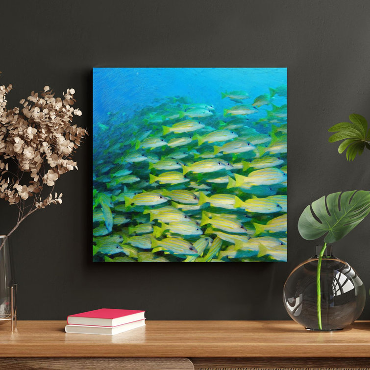 Rosecliff Heights Green And Yellow Fish Under Water On Canvas Painting ...