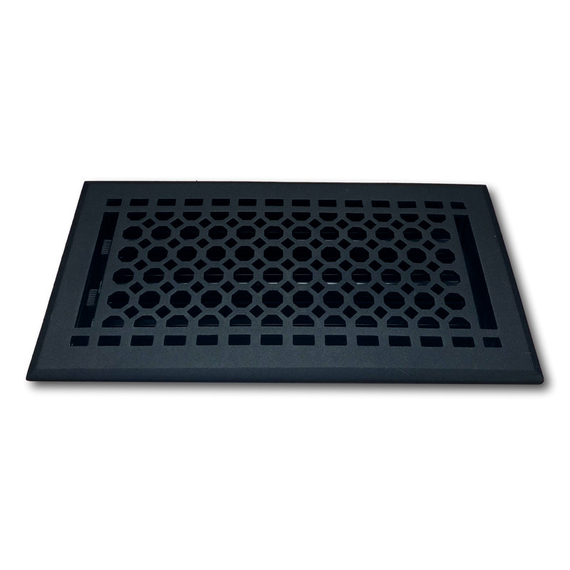 Madelyn Carter Cast Iron Honeycomb Vent Cover with Damper - Floor & Wall Register - Black, Black, 12" L x 4" W x 2.75" H