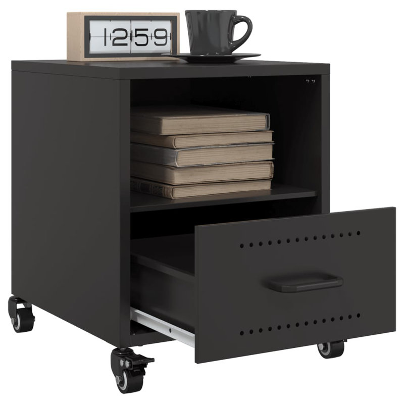 Quinette 36cm W Steel Bedside Table, Black