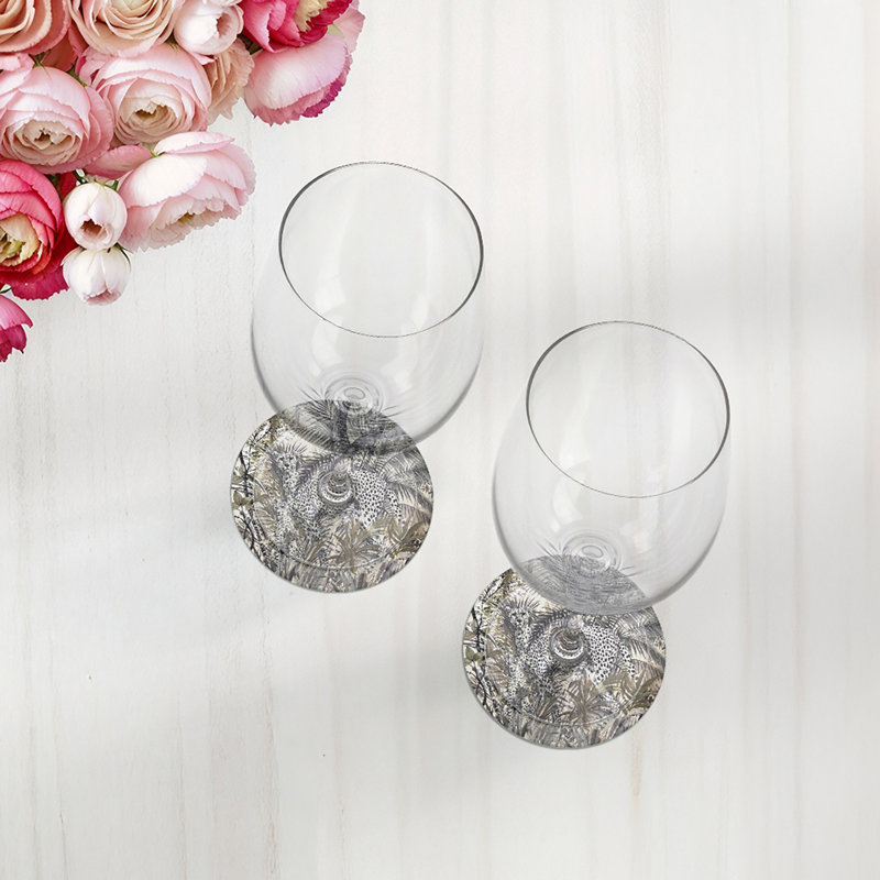 Sous-verres ronds en cuir Arcadia Chettah