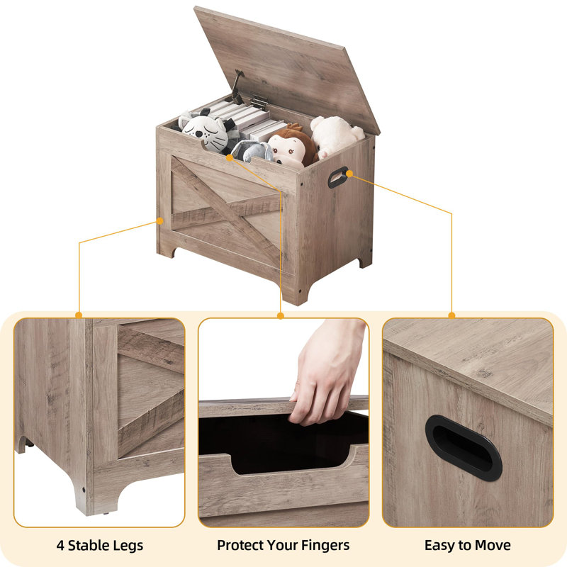 Storage Chest, Wood Storage Bench With Seating And Safety Hinge, Entryway Bench With Storage