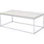 Table basse élégante avec ornement en chêne et base rectangulaire de style traîneau