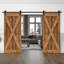 Porte de grange en bois massif lambrissé et métal-86645844-86645846