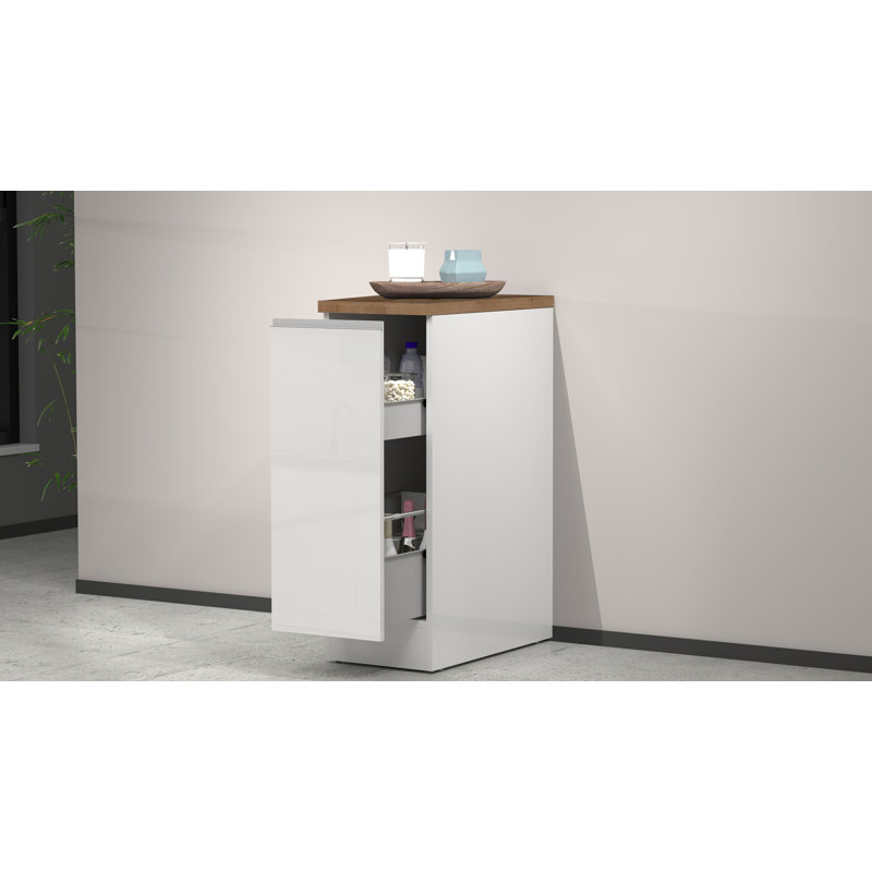 Pameal Kitchen Pantry, Oak Wood/White