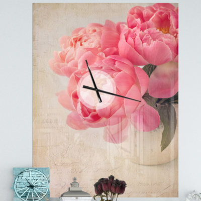 Bouquet de pivoines colorées - Horloge murale florale