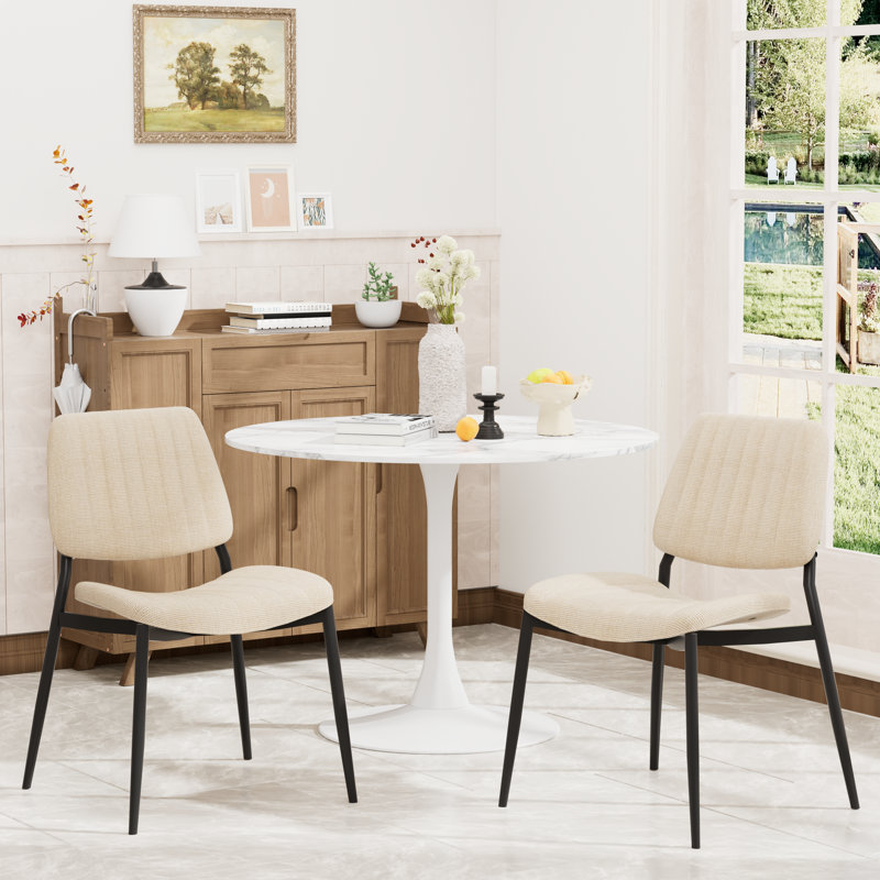 Ensemble 3 pièces de table de salle à manger et chaises Modern Modern, Beige, Blanc
