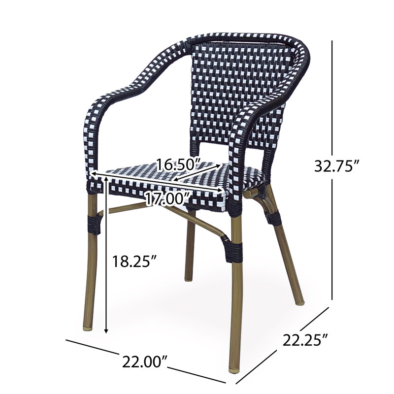 Ensemble de 2 chaises bistro d'extérieur Paniz, Noir / blanc