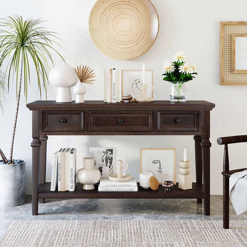 Junior Retro Console Table with Drawers & Open Bottom Shelf