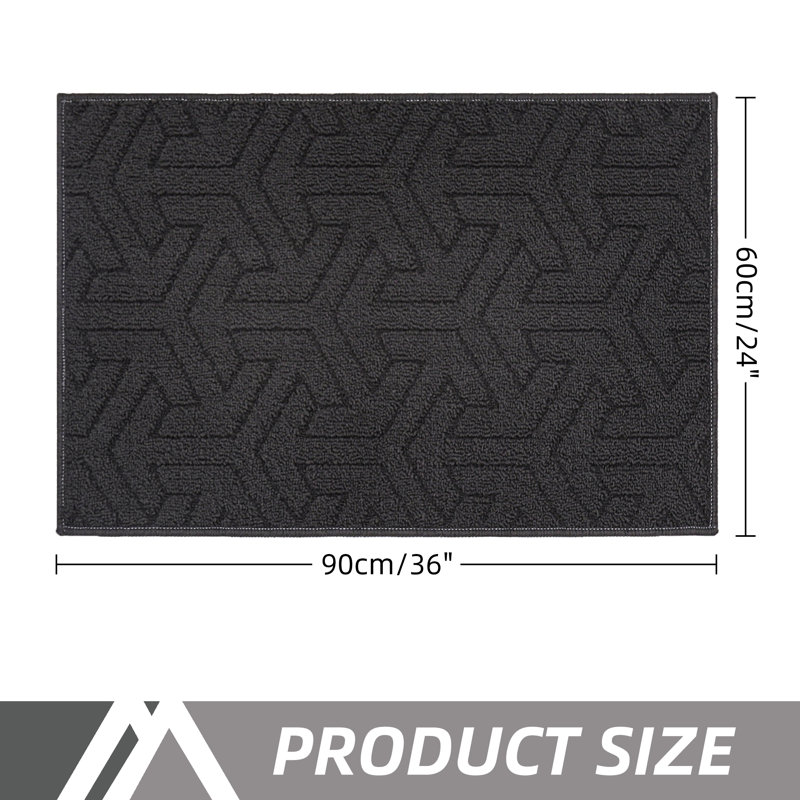 Non-slip Geometric Indoor Doormat, Charcoal, 24" W x 36" L