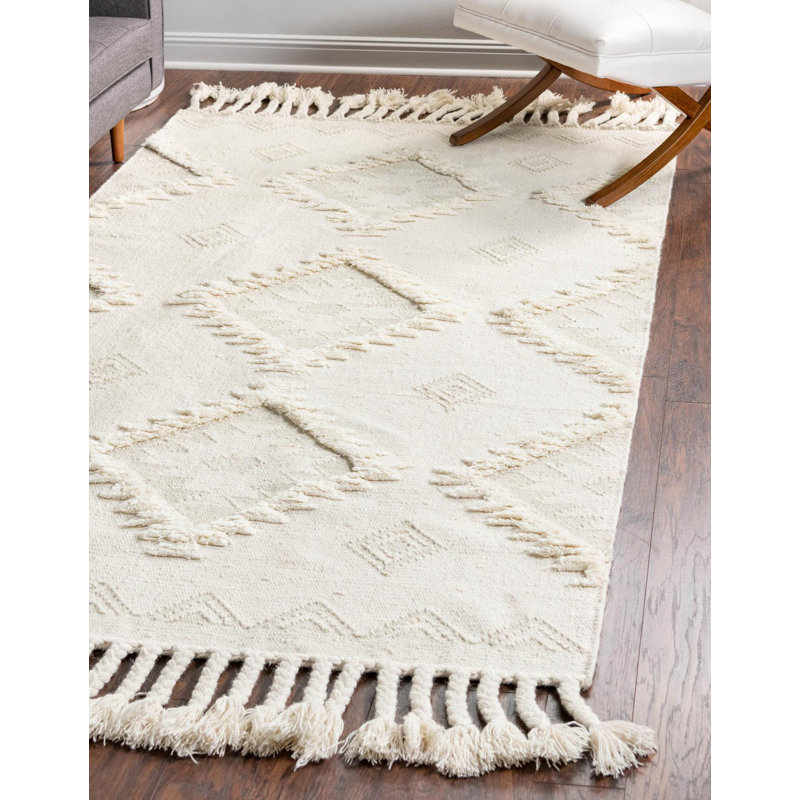 Tapis de couloir contemporain de style crème Annonciata, Rectangle 10 pi x 13 pi 1 po
