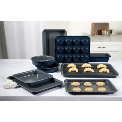 Ensemble de 10 ustensiles de cuisson antiadhésifs sans PFA Calphalon Legacy - intérieur bleu / gris