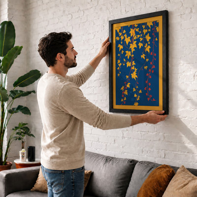 Autumn Leaves in Gold Botanical - Framed Print