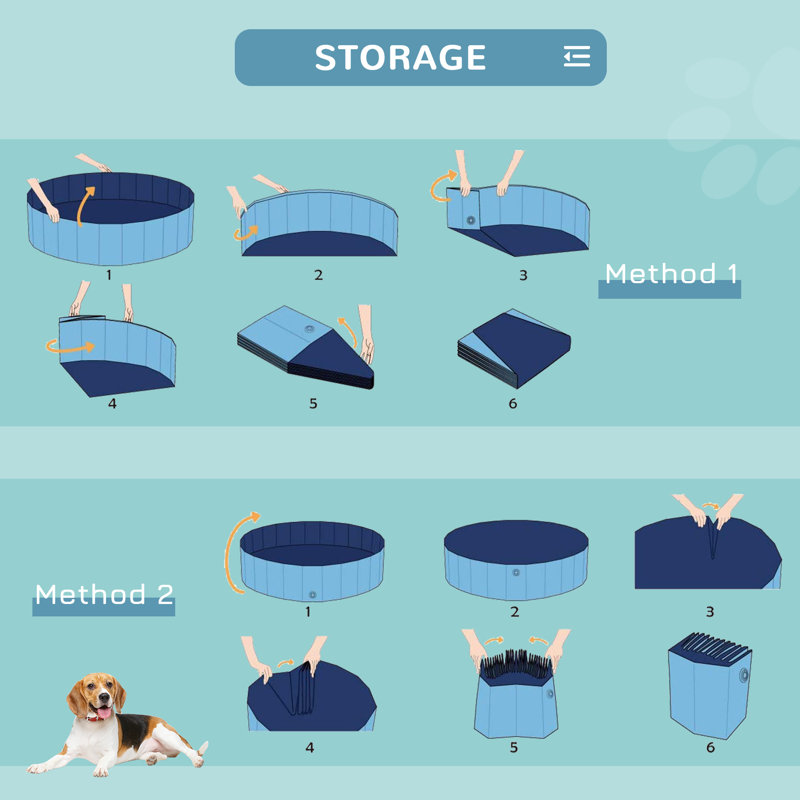 Plastic Foldable Dog Pool, 20cm H x 80cm W x 80cm D, Blue