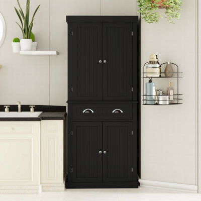 71" Kitchen Pantry Storage Chest Cabinet , With 4 Doors, Drawer, 2 Adjustable Shelves, Freestanding Cupboard For Dining Room Living Room, Laundry by Lark Manor