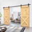 Panelled Wood Stained Mini X Series Double DIY Barn Door With Sliding Hardware Kit-86647840-86647841
