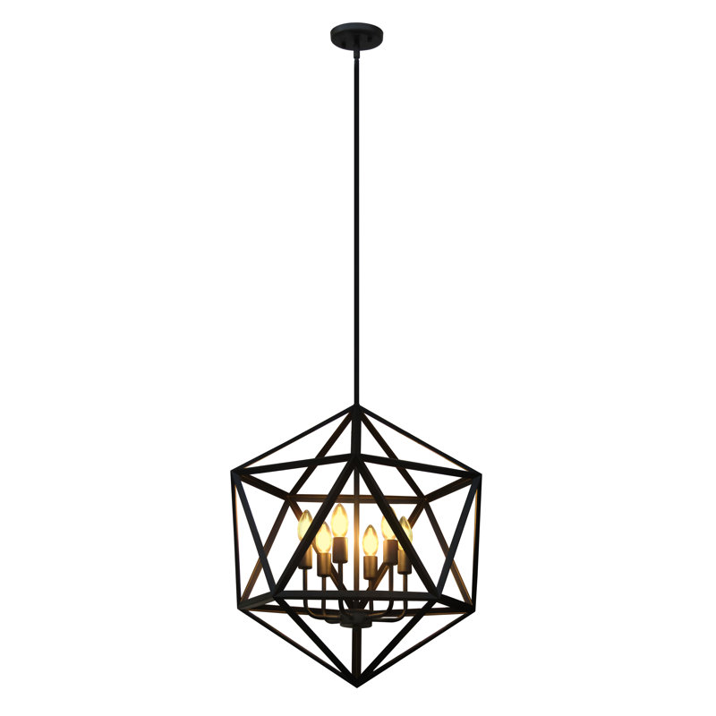 Lustre en acier satiné noir mat 17 lumières H23 "17", H 24 po x l 22 po x P 22 po