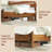  Solid Wood Queen Bed Frame with Reclining Slatted Headboard, Light Brown-1331469551-1331469545
