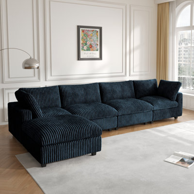 Canapé modulaire à accoudoirs larges avec repose-pieds Doris