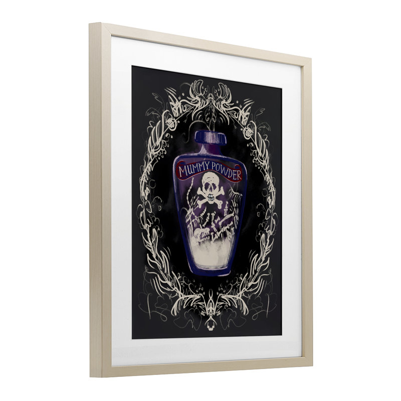 «Mummy Poudre Jar», impression sous verre, conception de Connie Summers, Cadre de récolte en pin, H 21 po x l 17 po