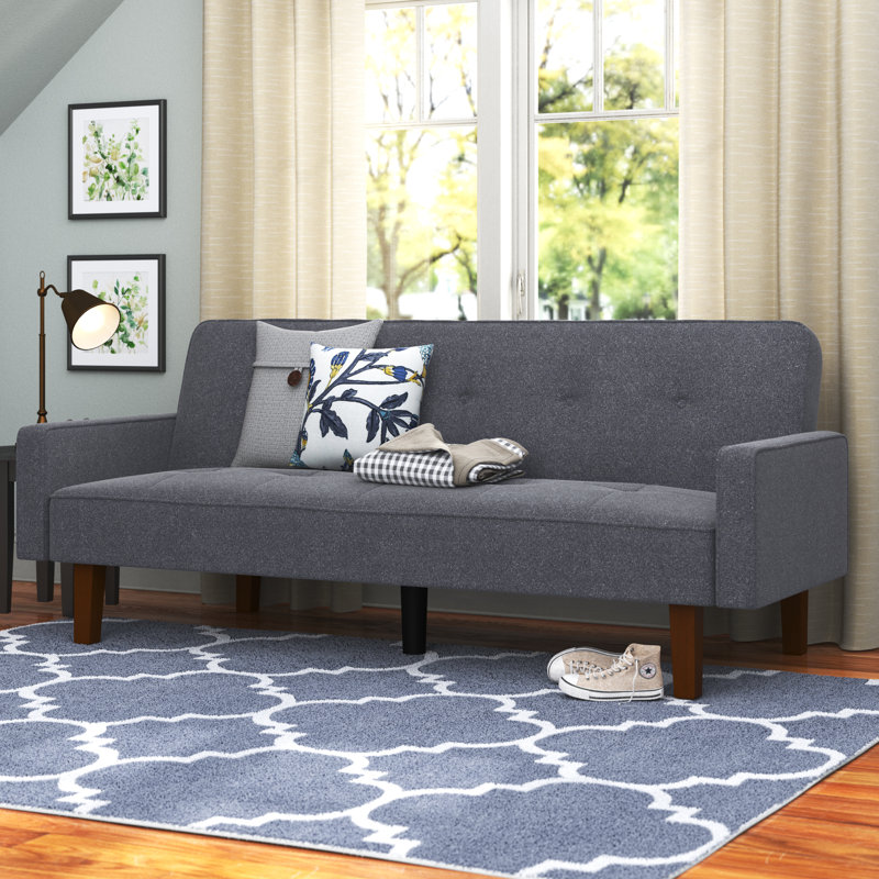 Eliga Upholstered 73.5'' Sleeper Sofa, Linen Gray
