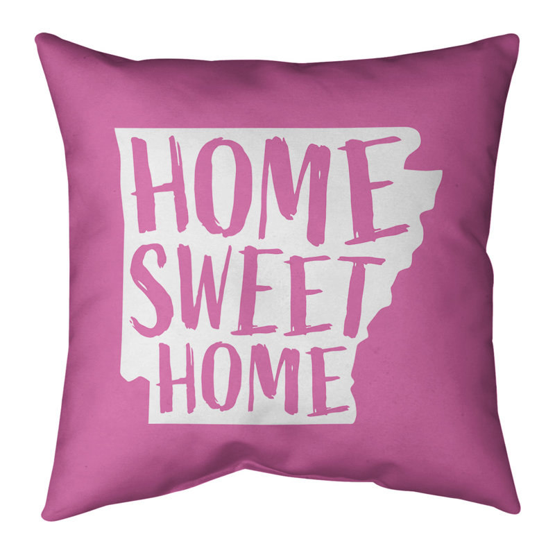 Coussin Home Sweet Alabama, Arkansas, Rose, Polyester sergé