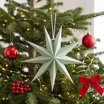 Décoration de Noël : Étoile en papier plié tridimensionnelle de 30 cm, à plusieurs branches, à suspendre au sapin, au foyer ou à une fenêtre.