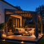 Pavillon de jardin mural Lean-to | Toit en acier galvanisé, structure en aluminium, rideaux et moustiquaire-132906348