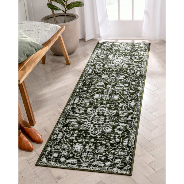 Bungalow Rose Dazzle Vintage Bohemian Floral Green Rug & Reviews | Wayfair