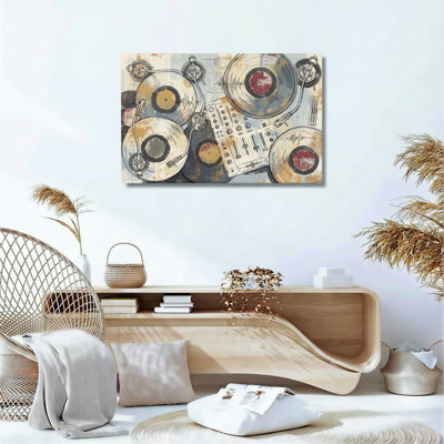 Vinyl Turntable Canvas Wall Art Oil Painting Print Set Of 1