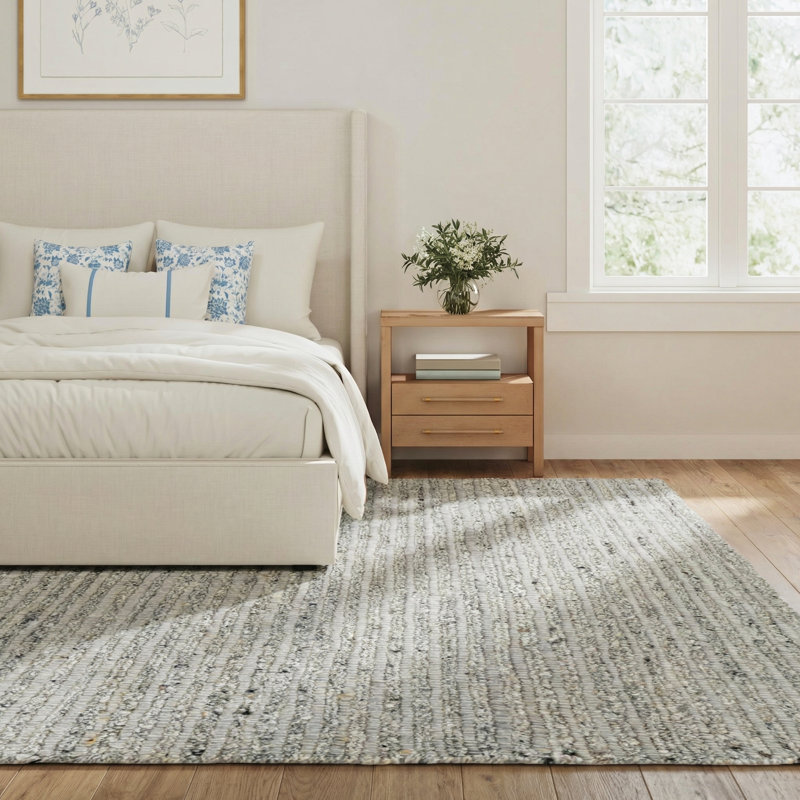 Joly Wool Striped Indoor Rug, Rectangle 12' x 15', Gray