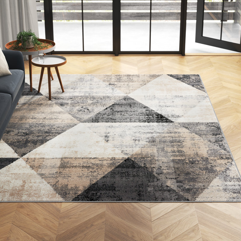 Tapis intérieur crème / brun / noir Asimina, Rectangle 6 pi 7 po x 9 pi 10 po