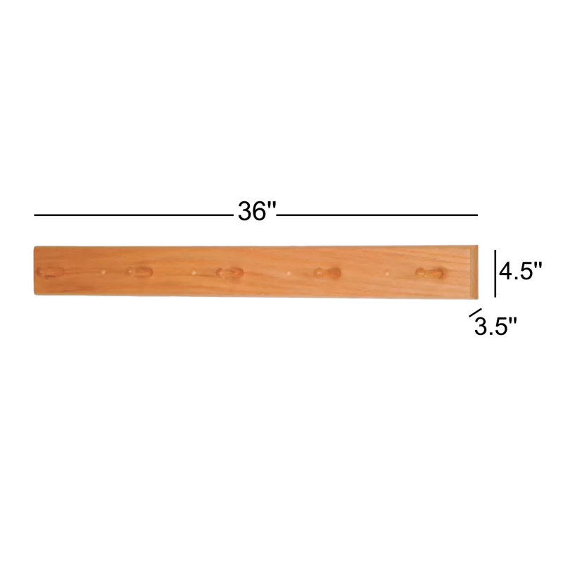 Solid Wood Wall 5 - Hook Wall Mounted Coat Rack, Mahogany