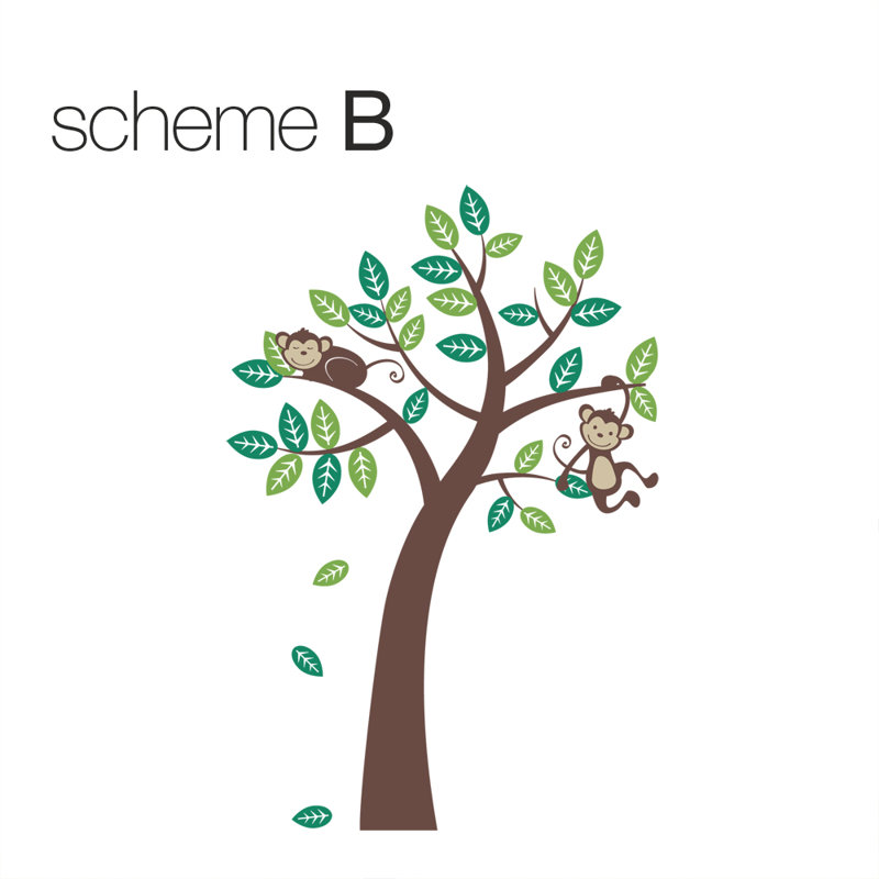 Décalcomanie murale arbres avec oiseaux et nid, Blanc