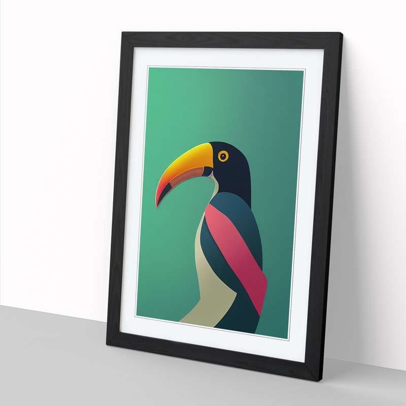 FRM-V0523-2530X Toucan Abstract Vol.8 - Single Picture Frame Print, Walnut, 64cm H x 46cm W x 2cm D