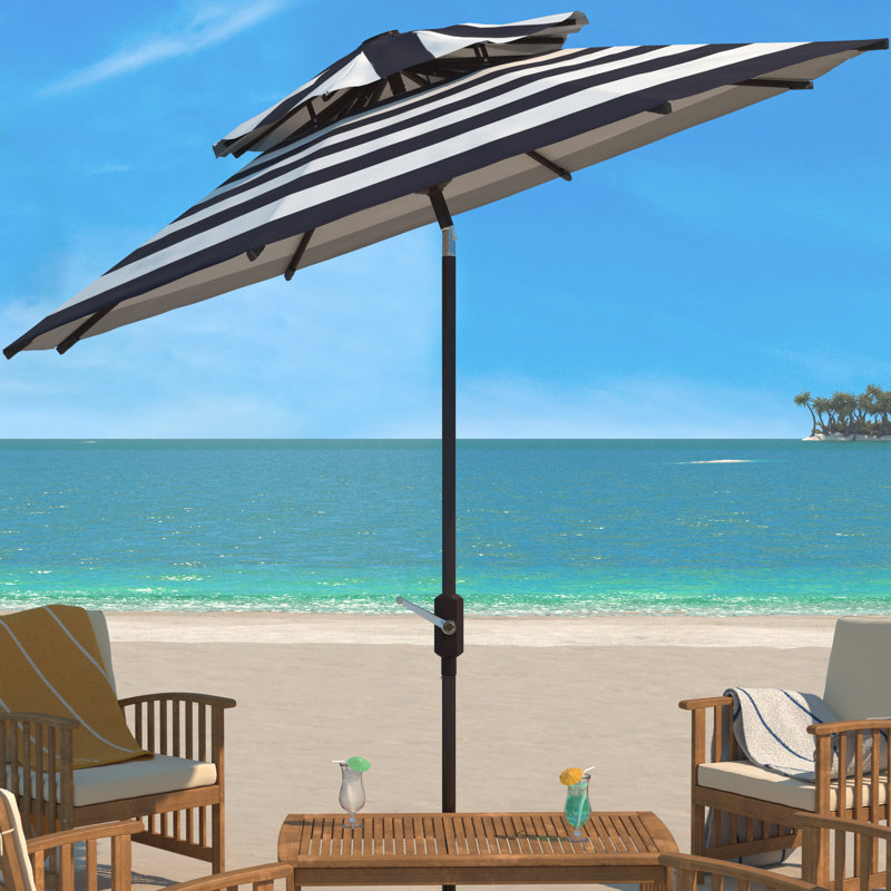 Parasol de plage 8,5 pi Torrens, Bleu marine/blanc