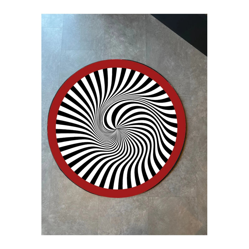 Tapis noir tissé en spirale, Rond 2 pi 8 po