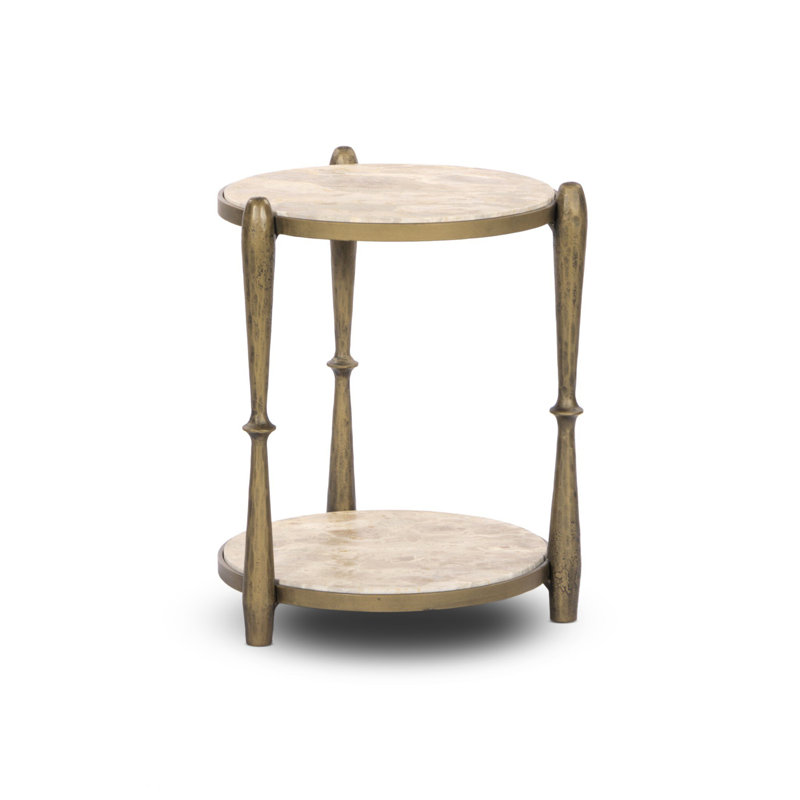 RUTHIE End Table, Brown/Brass