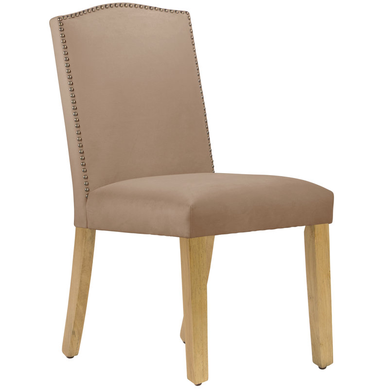 Nadia 20'' H Upholstered Dining Chair, Classic Pearl Performance Velvet, Natural Wood