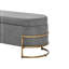 Banc de rangement ovale capitonné à couvercle rabattable avec pattes en métal-93481252