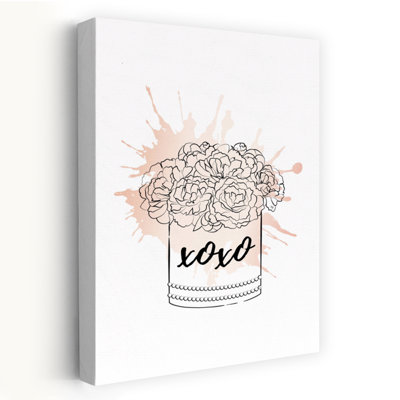 Sweet Floral Xoxo Contemporary Elegant Minimalist Peony Flower Nature Wall Art Print